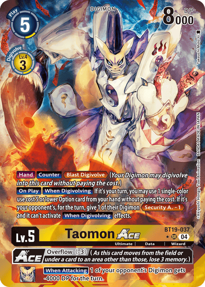 BT19-037, SR, Taomon ACE (Alternate Art)