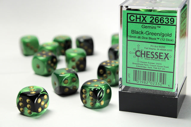 Chessex - Gemini 16mm d6 Dice Block™ (12 dice)