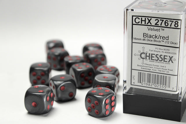 Chessex - Velvet 16mm d6 Dice Block™ (12 dice)