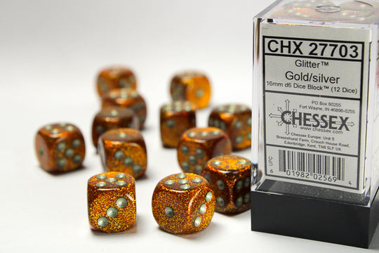 Chessex - Glitter 16mm d6 Dice Block™ (12 dice)