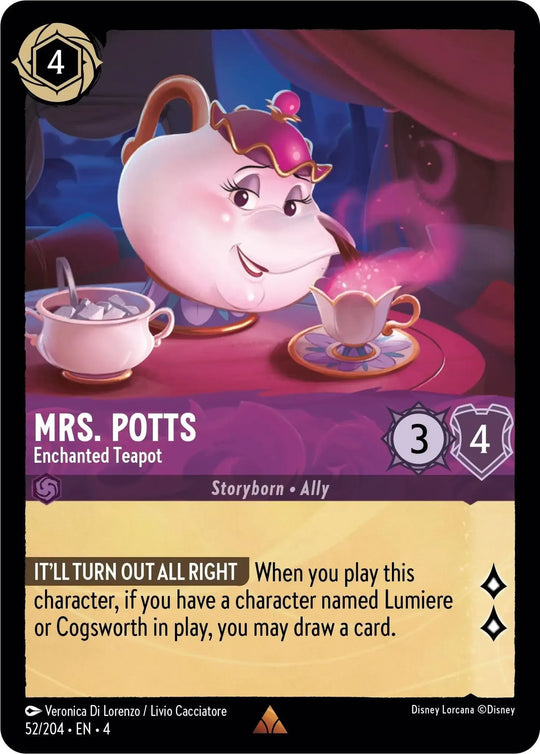 4URS-052, R, Mrs. Potts, Enchanted Teapot (Foil)