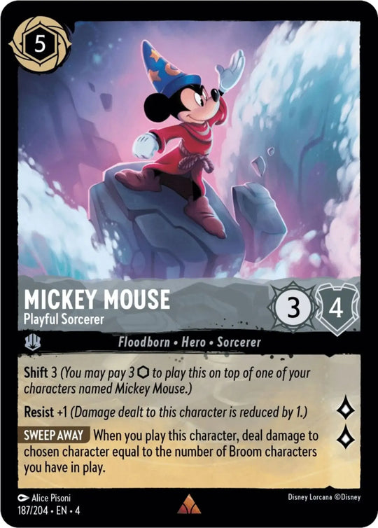 4URS-187, R, Mickey Mouse, Playful Sorcerer (Foil)