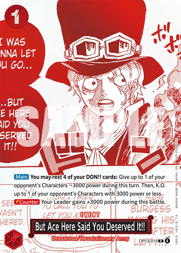 OP13-019, R, But Ace Here Said You Deserved It!! (3rd Anniversary Treasure Campaign)