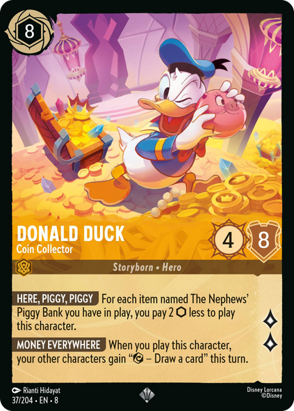 8ROF-037, SR, Donald Duck - Coin Collector