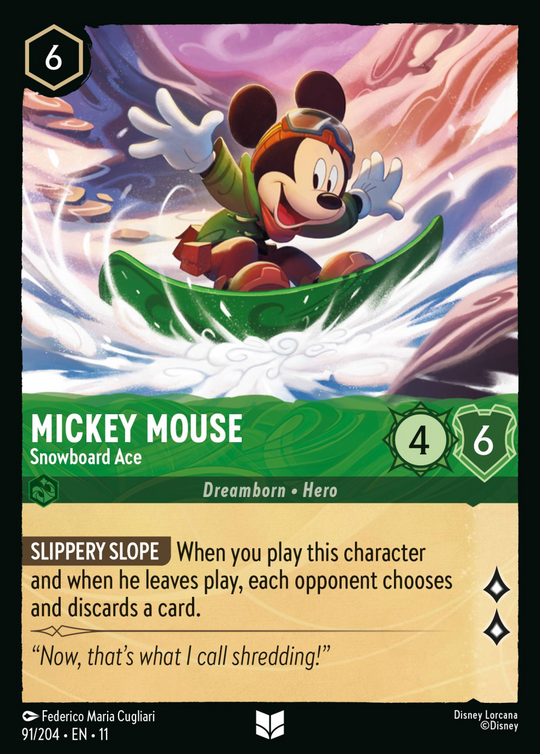 11WSP-091, UC, Mickey Mouse - Snowboard Ace (Foil)