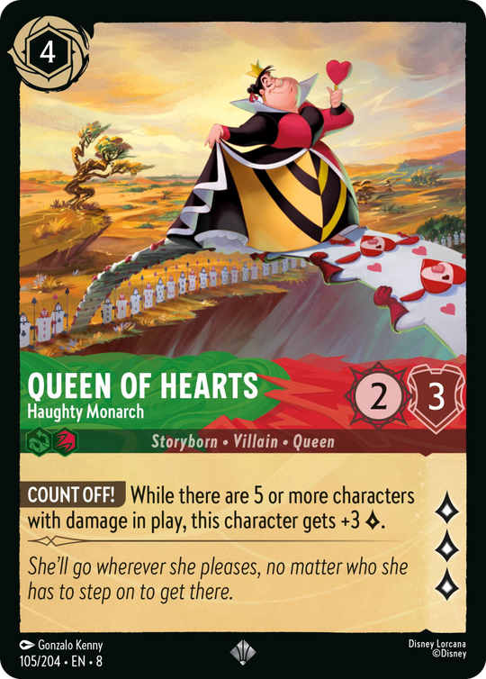 8ROF-105, SR, Queen of Hearts - Haughty Monarch (Foil)