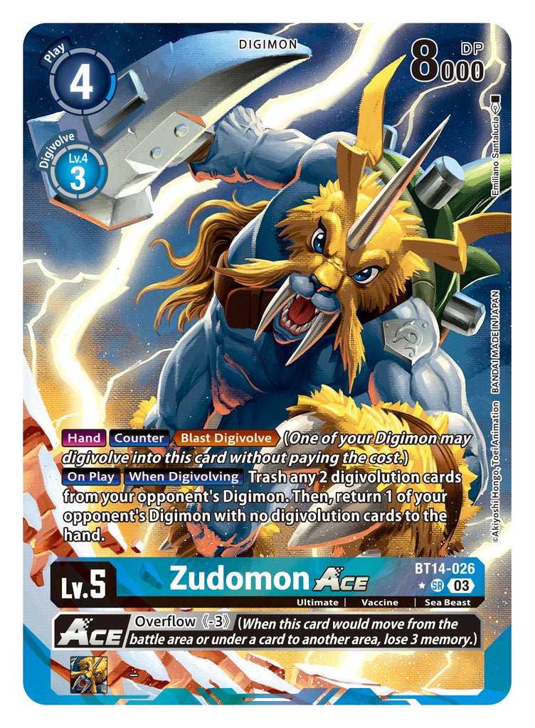 BT14-026, SR, Zudomon ACE (English Only Altnerate Art)