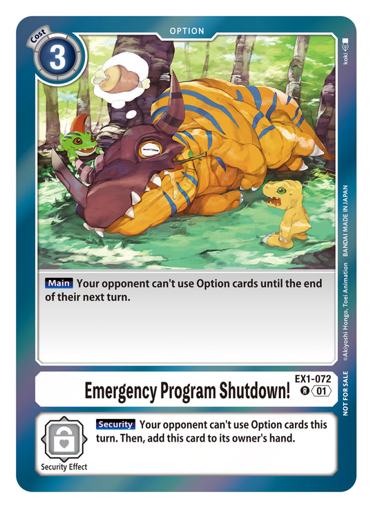 EX01-072 R, Emergency Program Shutdown! (BT14 Alternate Art)