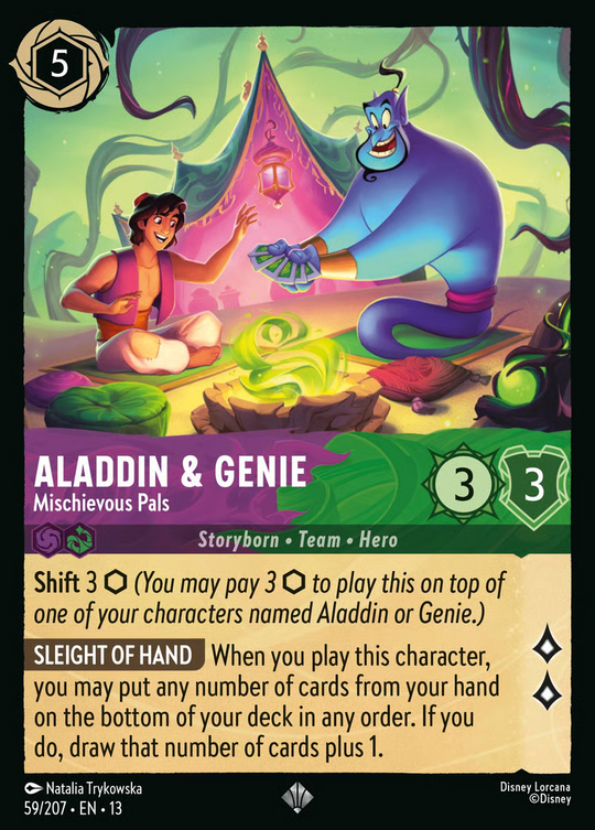 13ATK-059, SR, Aladdin & Genie - Mischievous Pals