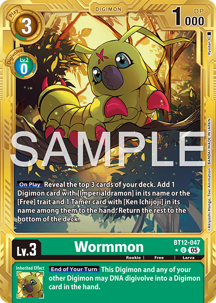 BT12-047, UC, Wormmon (AD1 Gold Reprint)