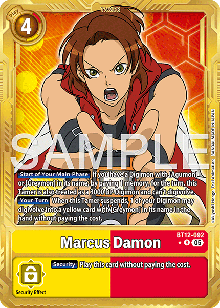 BT12-092, R, Marcus Damon (AD1 Gold Reprint)