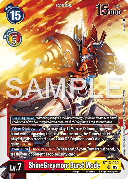 BT13-020, SR, Shinegreymon: Burst Mode (AD1 Reprint)
