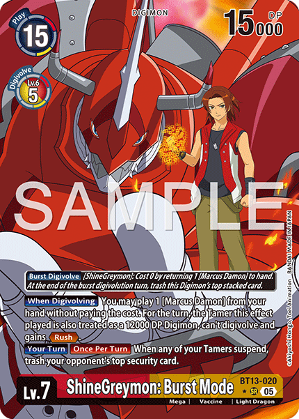 BT13-020, SR, Shinegreymon: Burst Mode (AD1 Alternate Art)