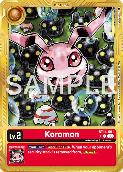 BT14-001, UC, Koromon (AD1 Gold Reprint)