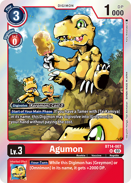 BT14-007, SR, Agumon Kai of Cards BT14-007, SR, Agumon Kai of Cards