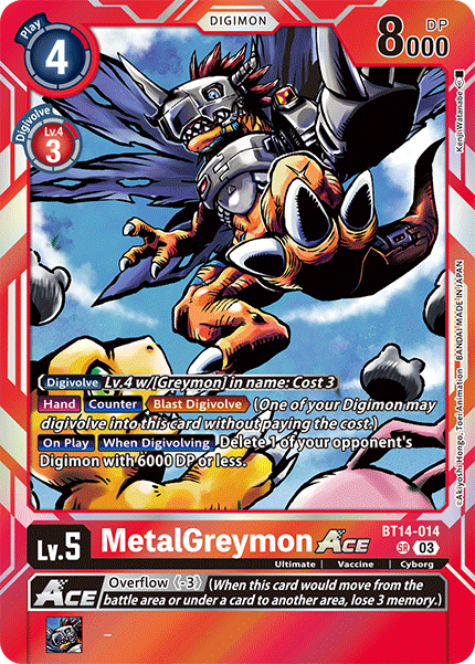 BT14-014, SR, MetalGreymon ACE – Kai of Cards