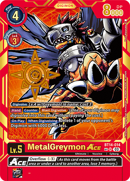 BT14-014, SR, MetalGreymon ACE (BT15 SP Alternate Art)