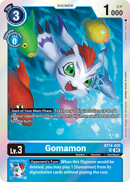 BT14-020, SR, Gomamon