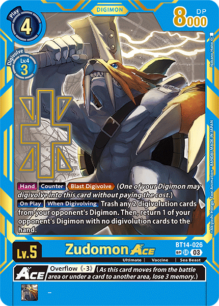 BT14-026, SR, Zudomon ACE (BT15 SP Alternate Art)