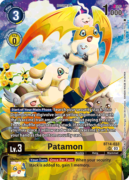 BT14-033, SR, Patamon (BT21 Box Topper)