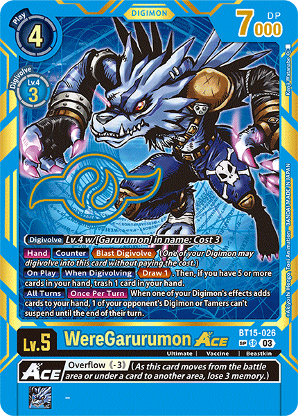 BT15-026, SR, WereGarurumon ACE (BT15 SP Alternate Art)