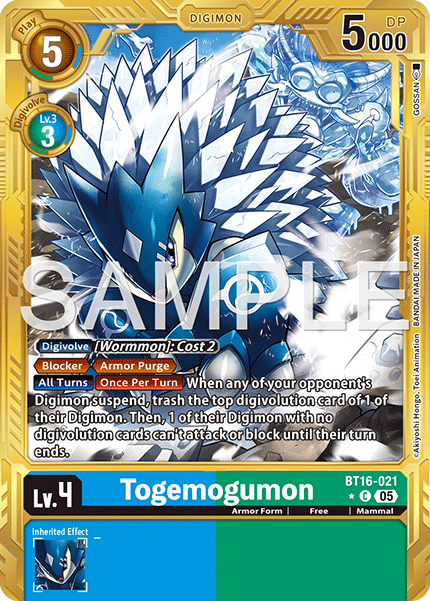 BT16-021, C, Togemogumon (AD1 Gold Reprint)