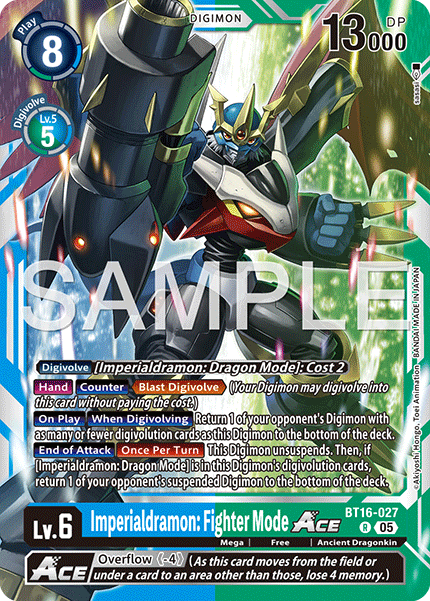BT16-027, R, Imperialdramon: Fighter Mode ACE (AD1 Reprint)