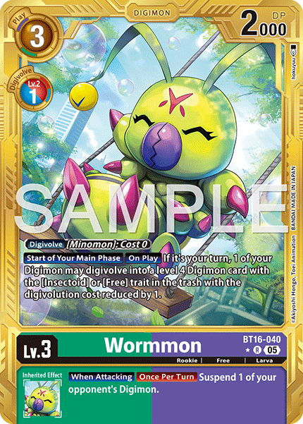 BT16-040, R, Wormmon (AD1 Gold Reprint)