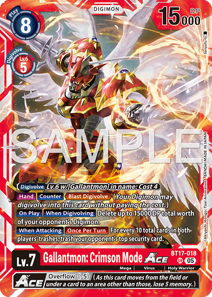 BT17-018, SR, Gallantmon: Crimson Mode ACE (AD1 Reprint)
