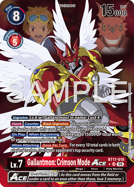 BT17-018, SR, Gallantmon: Crimson Mode ACE (AD1 Alternate Art)