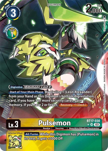 BT17-030, SR, Pulsemon (Alternate Art)