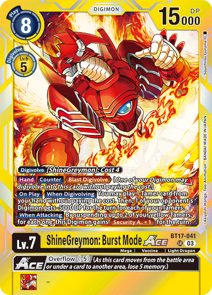 BT17-041, SR, ShineGreymon: Burst Mode ACE