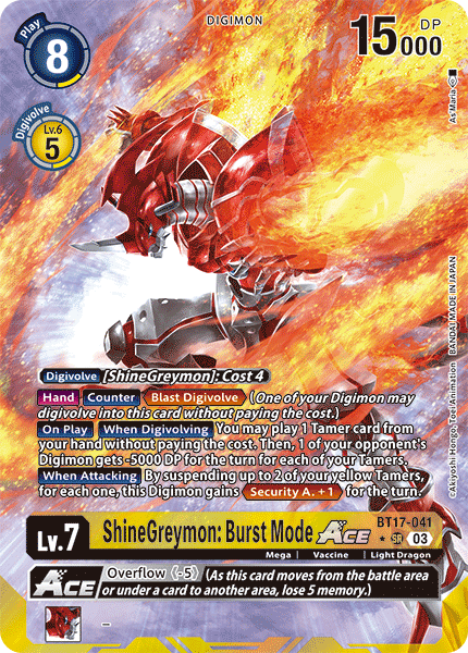 BT17-041, SR, ShineGreymon: Burst Mode ACE (Alternate Ar)