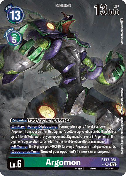 BT17-051, SR, Argomon (Alternate Art) – Kai of Cards
