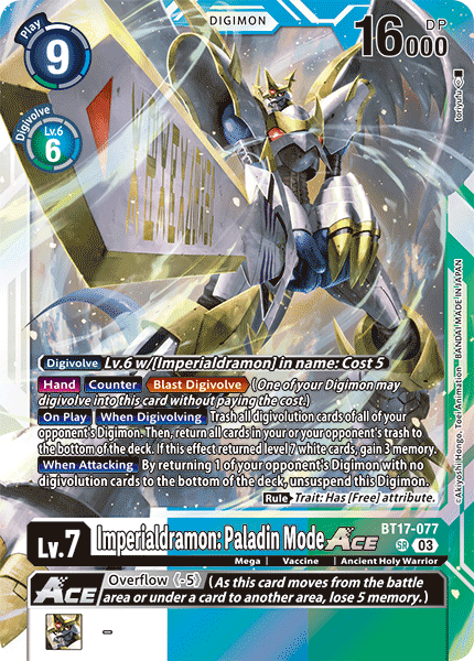 BT17-077, SR, Imperialdramon: Paladin Mode ACE