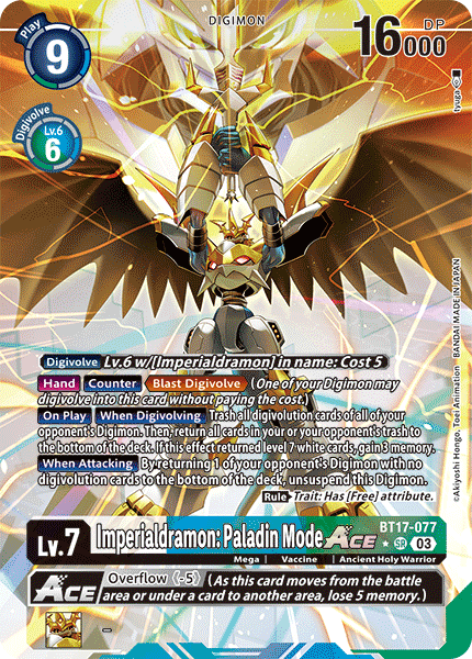 BT17-077, SR, Imperialdramon: Paladin Mode ACE (Alternate Art)