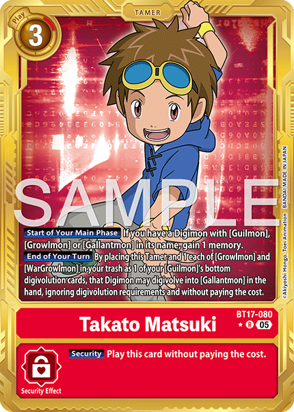 BT17-080, R, Takato Matsuki (AD1 Gold Reprint)