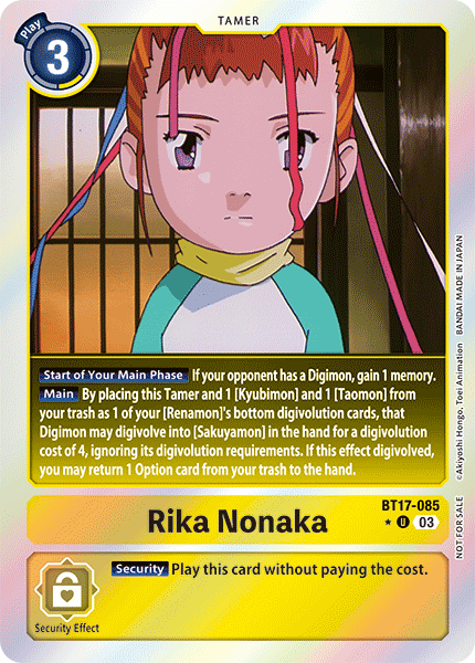 BT17-085, UC, Rika Nonaka (Box Topper)