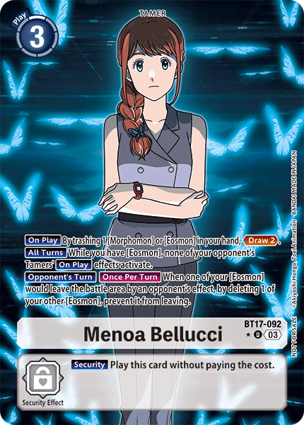 BT17-092, UC, Menoa Bellucci (BT17 Box Topper)