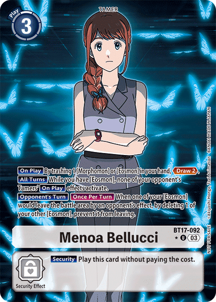 BT17-092, UC, Menoa Bellucci (BT17 Box Topper)