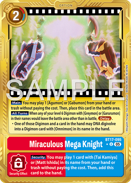 BT17-095, UC, Miraculous Mega Knight (AD1 Gold Reprint)