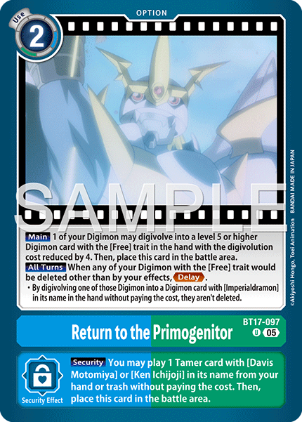 BT17-097, UC, Return to the Primogenitor (AD1 Reprint)