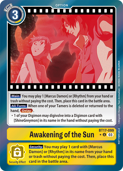 BT17-099, UC, Awakening of the Sun (Box Topper)