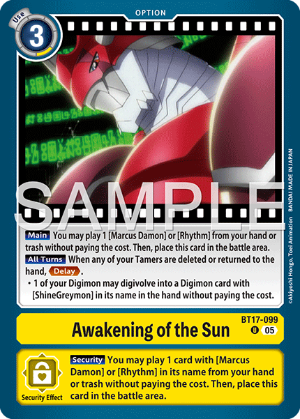 BT17-099, UC, Awakening of the Sun (AD1 Reprint)