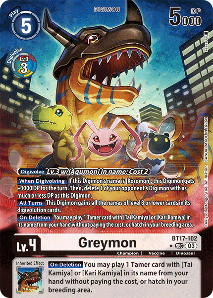 BT17-102, SEC, Greymon (Alternate Art)