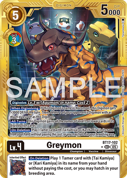 BT17-102, SEC, Greymon (AD1 Gold Reprint)
