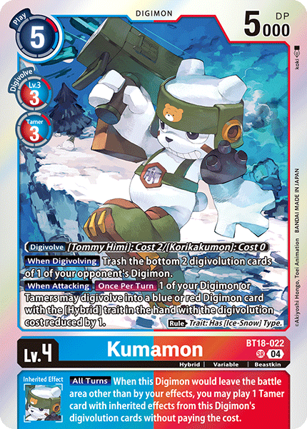 BT18-022, SR, Kumamon