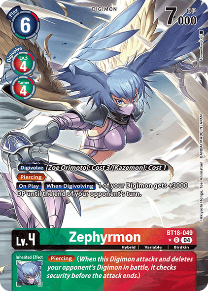 BT18-049, R, Zephyrmon (Alternate Art)