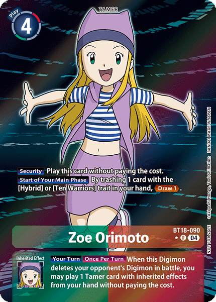 BT18-090, R, Zoe Orimoto (Box Topper)