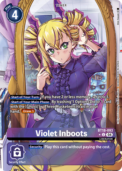 BT18-093, UC, Violet Inboots (Alternate Art)